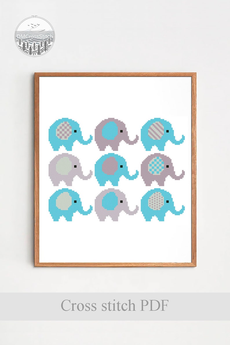 Elephants Modern Cross Stitch Pattern PDF Cute Animals Etsy