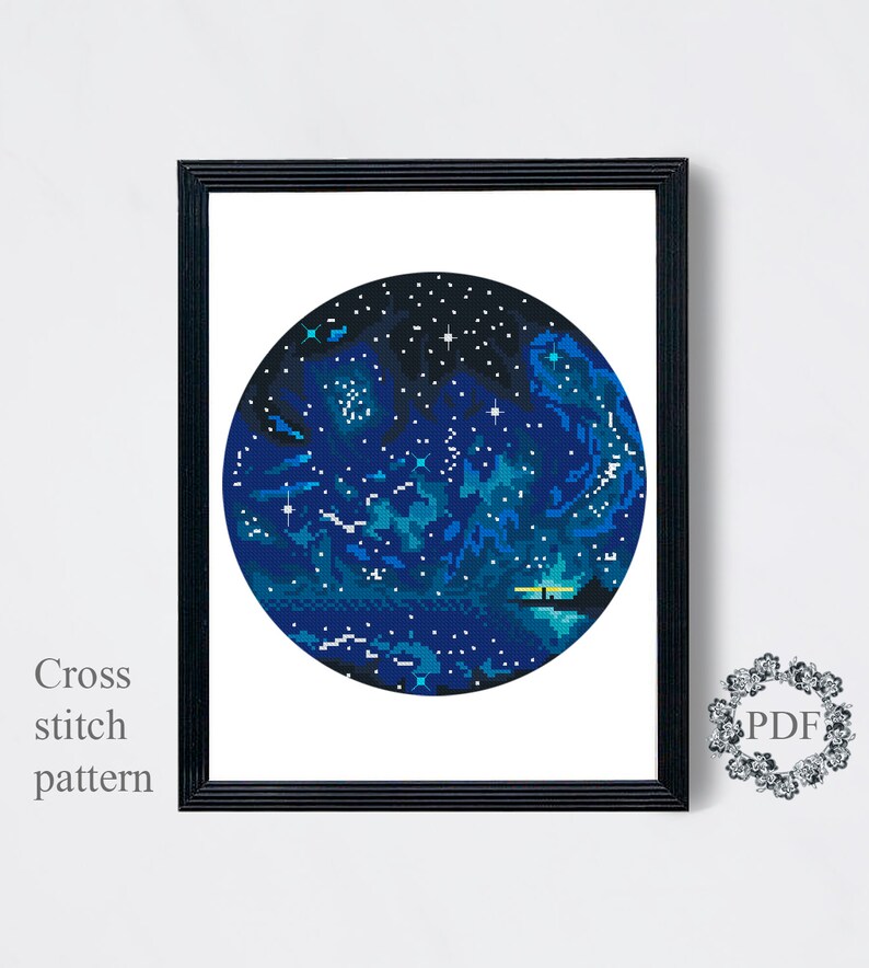 Starry Night Sky Modern Cross Stitch Pattern PDF Galaxy | Etsy
