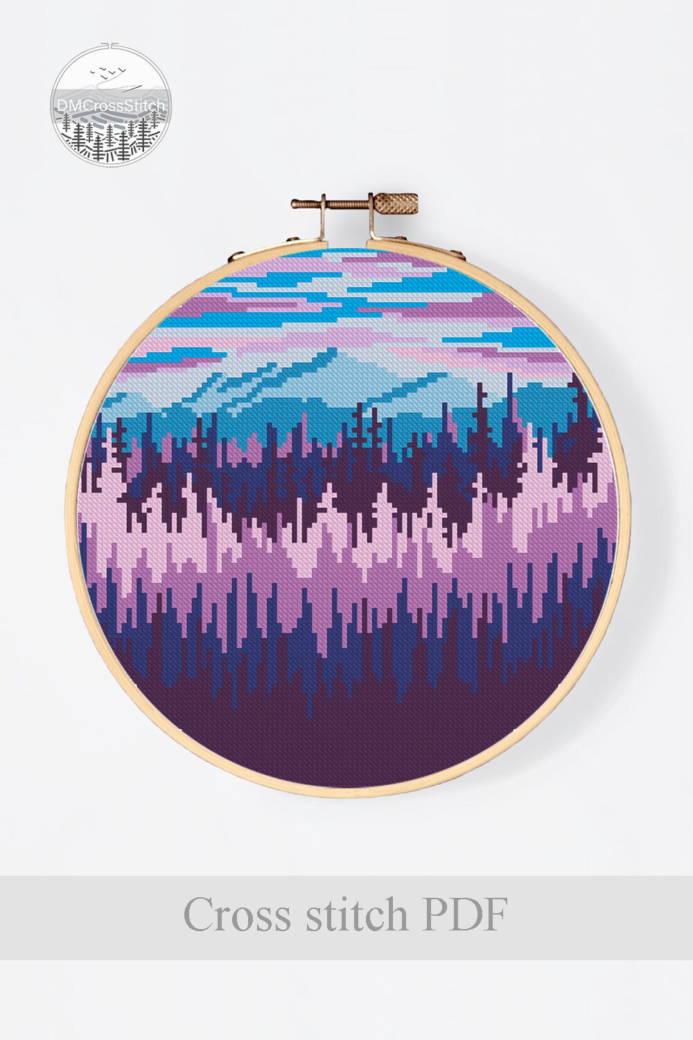 Landscape Modern Cross Stitch Pattern PDF Mountains Counted - Etsy