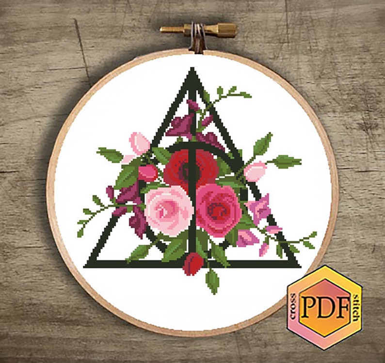 Floral Bouquet Cross Stitch Magic Symbol Nature Cross Stitch Embroidery Instant Download Flowers Roses Modern Cross Stitch Pattern PDF