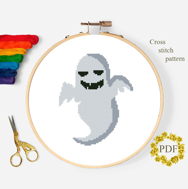 Little Ghost Cross Stitch Pattern Modern Halloween Counted | Etsy