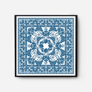 Floral Sampler Cross Stitch Pattern Modern, Monochrome Folk Cross Stitch Pattern PDF, Flowers, Pillow, Embroidery Vintage, Digital Download