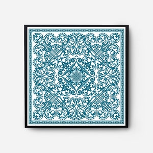 Monochromatic Sampler Cross Stitch Pattern PDF, Floral Folk Modern Counted Cross Stitch Chart, Pillow, Embroidery Antique, Instant Download