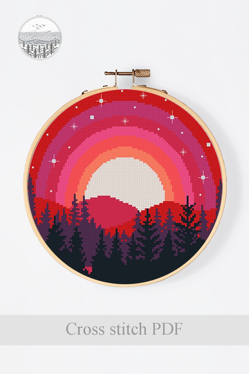 Landscape Modern Cross Stitch Pattern PDF, Mountains Counted Cross ...