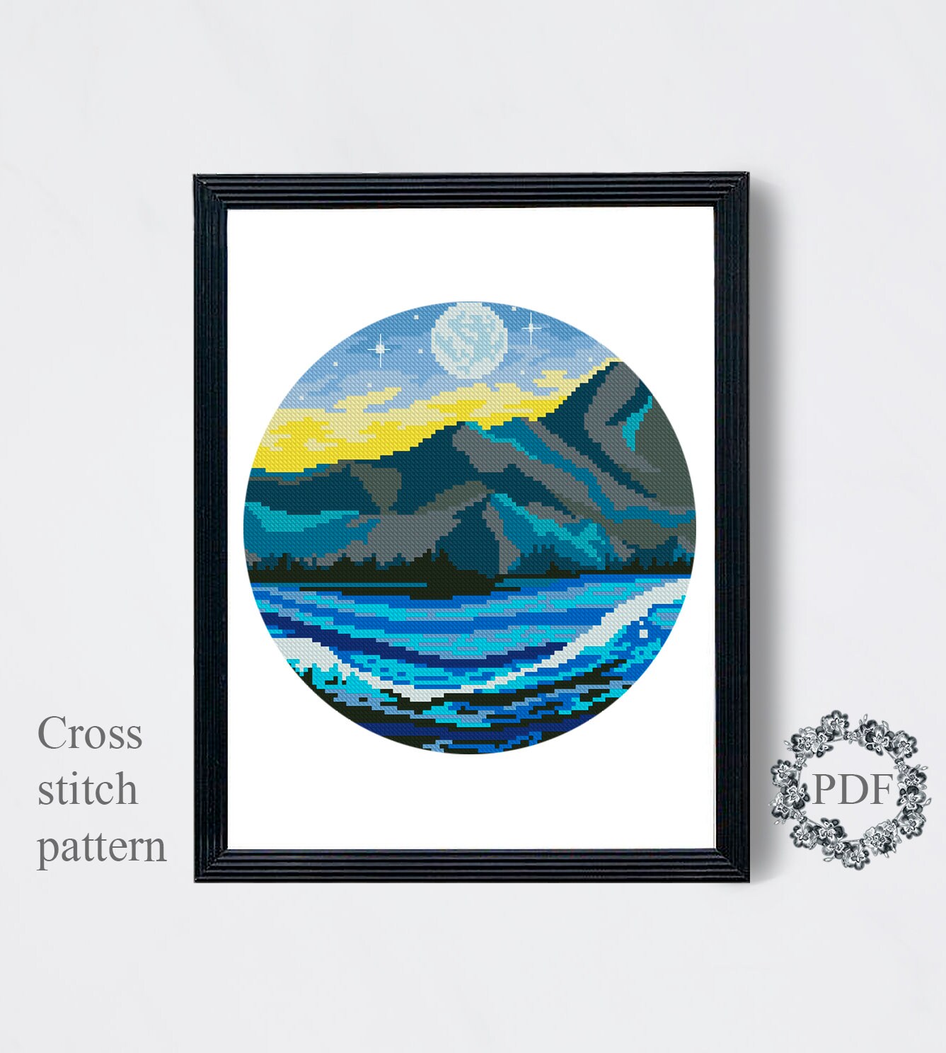 Mountain Modern Cross Stitch Pattern PDF Landscape Counted | Etsy