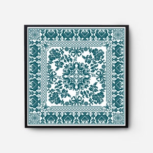 Floral Sampler Cross Stitch Pattern Modern, Monochrome Folk Cross Stitch Pattern PDF, Flowers, Pillow, Embroidery Vintage, Digital Download