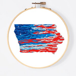 Iowa State Map Modern Cross Stitch Pattern PDF, American Flag Counted ...
