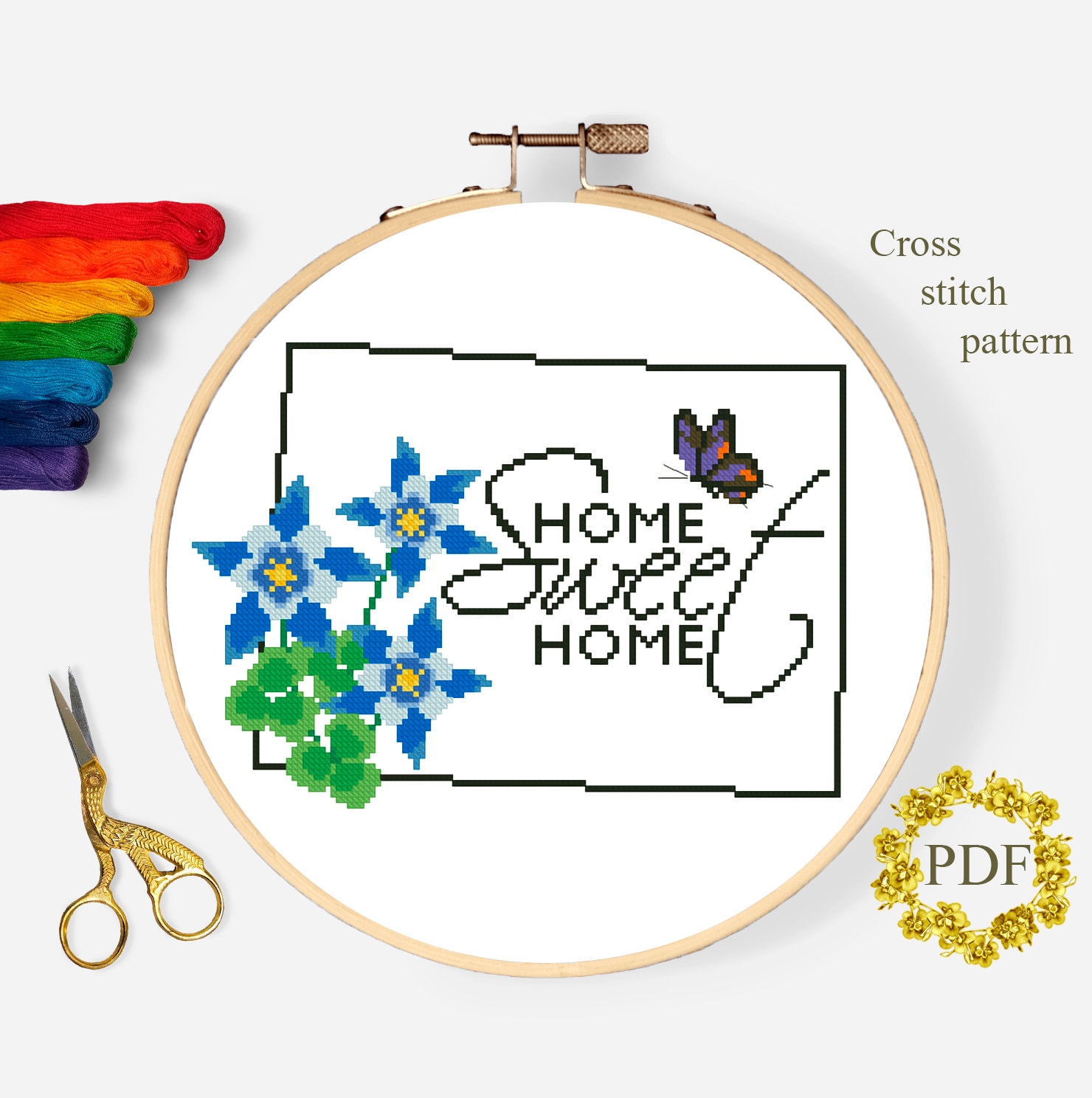 Colorado State Modern Cross Stitch Pattern Flowers Counted | Etsy