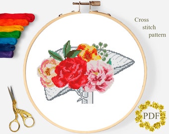 Liver Floral Modern Cross Stitch Pattern PDF, Anatomy Human Counted Cross Stitch Chart, Flower Rose, Medical, Embroidery, Digital Download