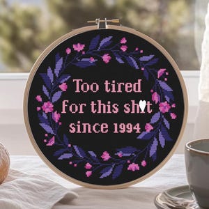 Vulgar cross stitch pattern PDF Flowers Snarky Subversive Quote chart Sarcastic embroidery Funny Sassy Floral Wreath crossstitch gift DIY
