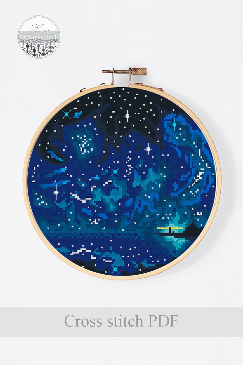 Starry Night Sky Modern Cross Stitch Pattern PDF Galaxy | Etsy