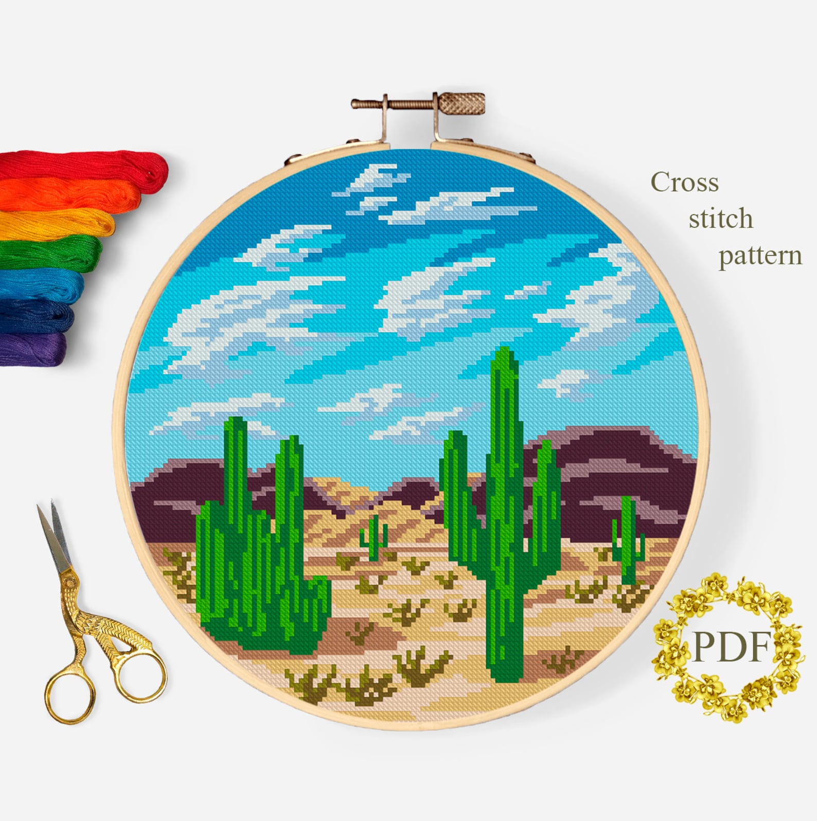 Arizona Cross Stitch Pattern Modern Landscape Counted Cross Etsy