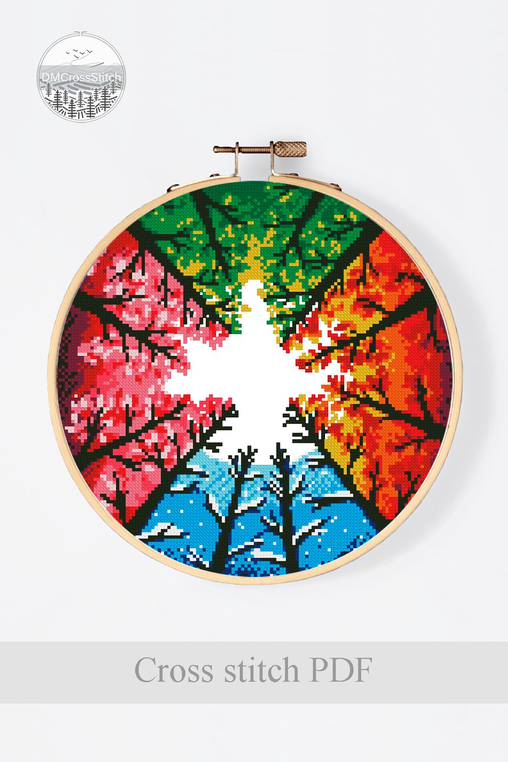 Seasons Tree Modern Cross Stitch Pattern PDF, Landscape Counted Cross ...