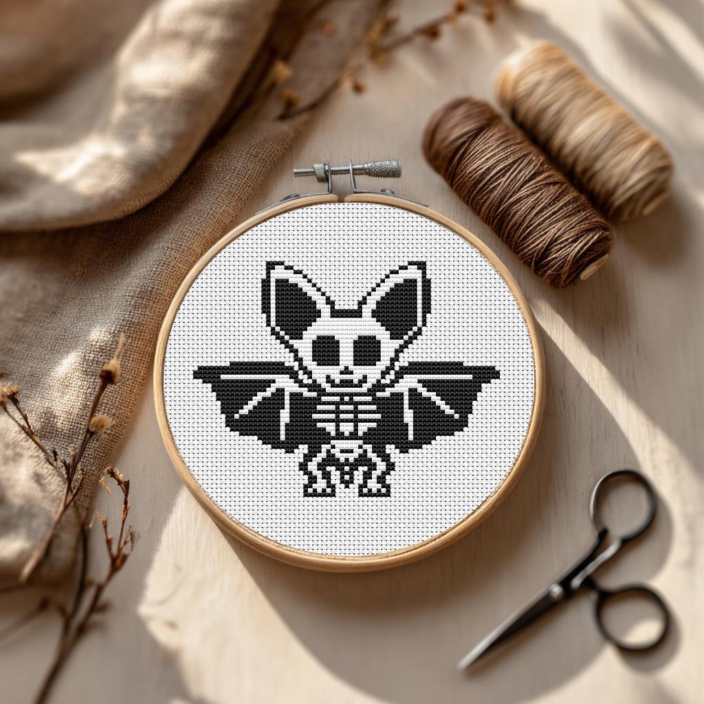 Cute Bat Cross Stitch Pattern PDF Gothic Halloween Fall Mini Cross ...