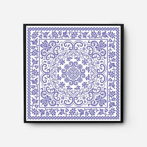 Floral Sampler Cross Stitch Pattern Modern, Monochrome Folk Cross Stitch Pattern PDF, Flowers, Pillow, Embroidery Vintage, Digital Download