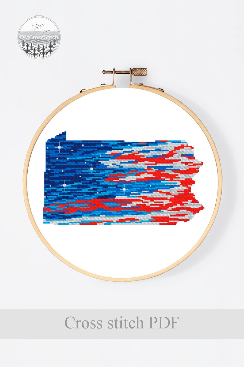 Pennsylvania State Modern Cross Stitch Pattern PDF Flag Etsy