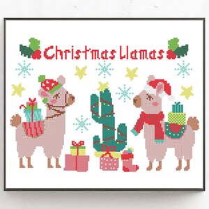 Christmas Llamas Modern Cross Stitch Pattern PDF, Animal Counted Cross ...