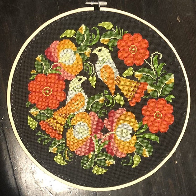 Folk Art Cross Stitch Pattern Modern Flower Cross Stitch | Etsy
