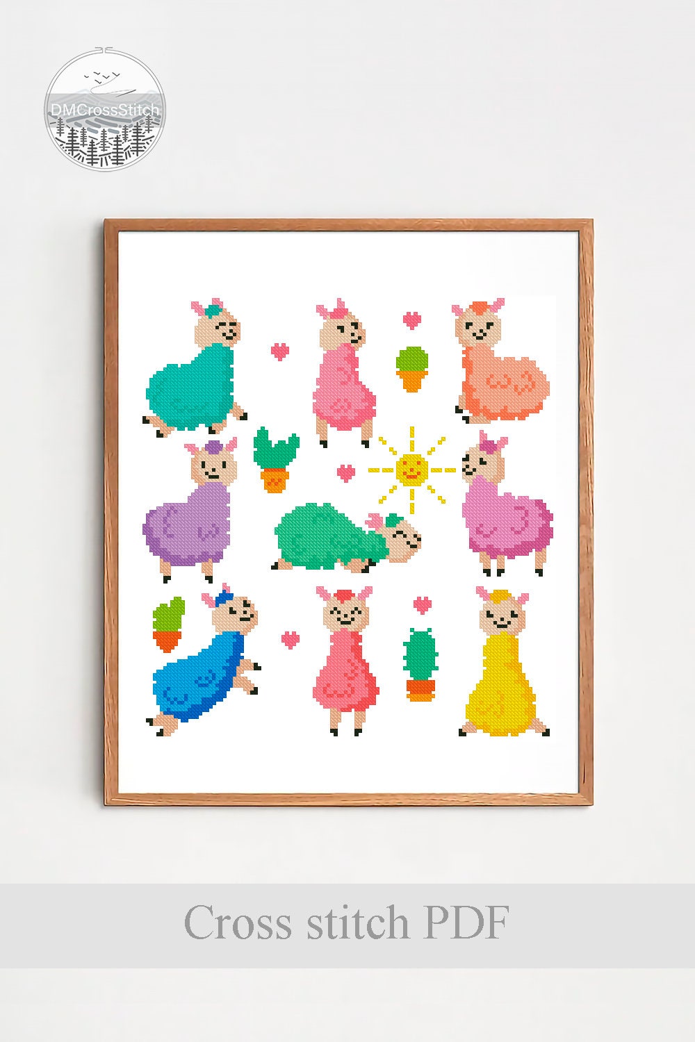 Cute Llamas Modern Cross Stitch Pattern PDF Animals Counted - Etsy
