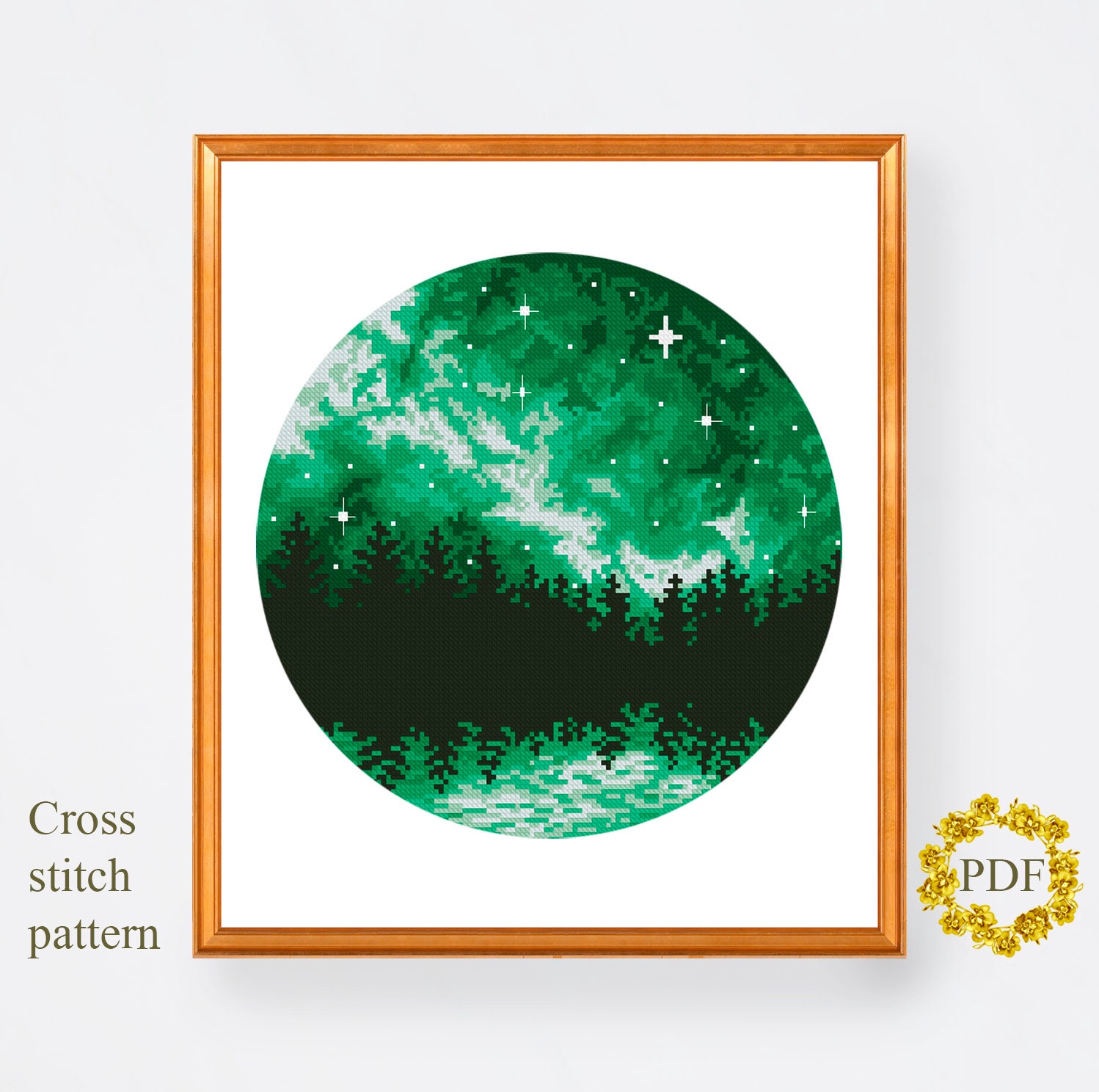 Landscape Modern Cross Stitch Pattern PDF Starry Night Sky - Etsy
