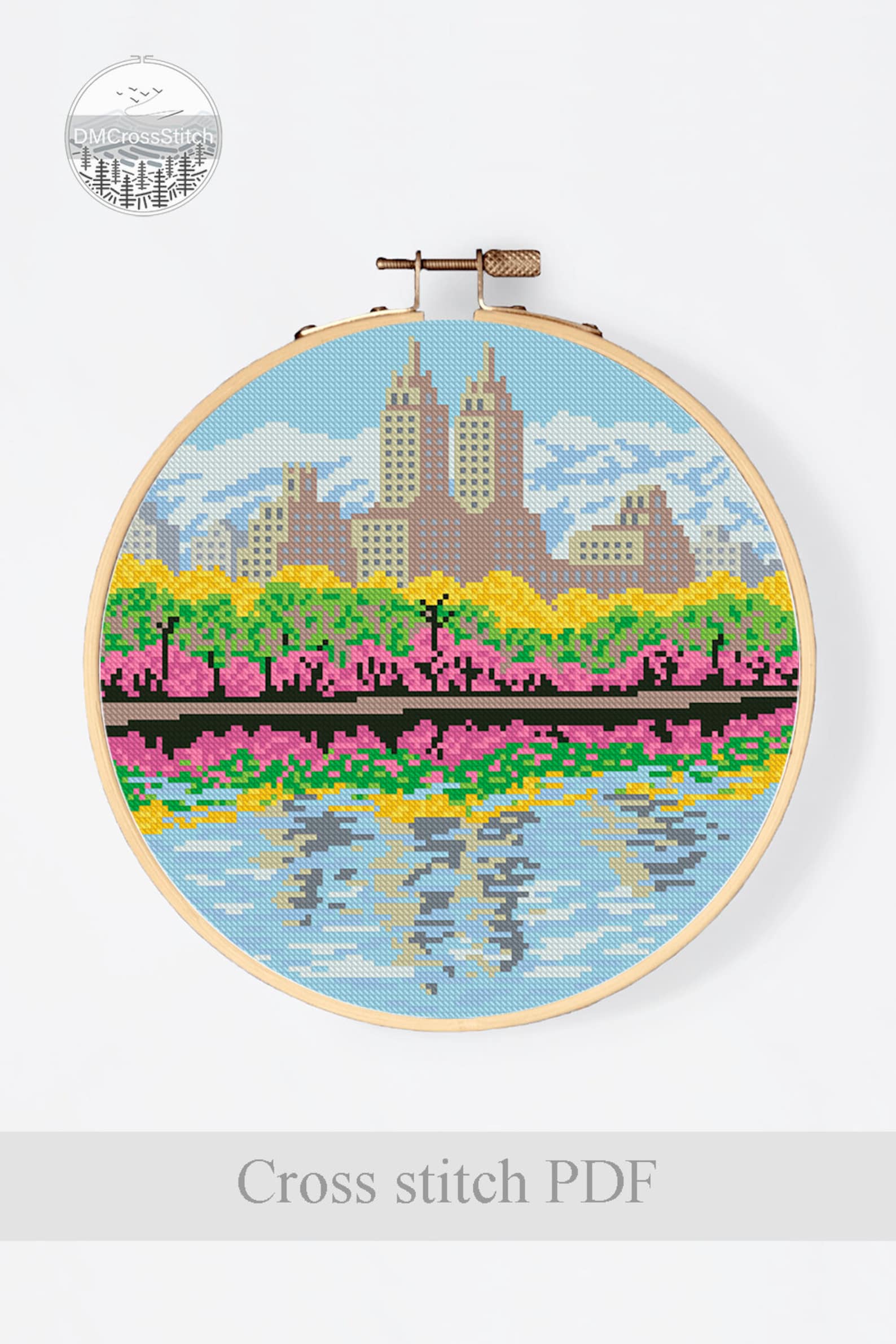 Spring New York City Modern Cross Stitch Pattern PDF Etsy