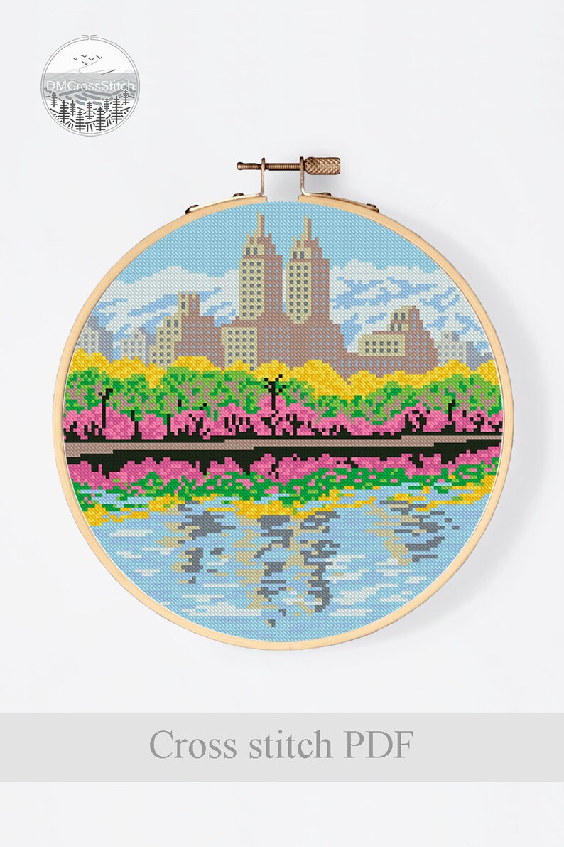 New York City Modern Cross Stitch Pattern PDF, Landscape Counted Cross ...