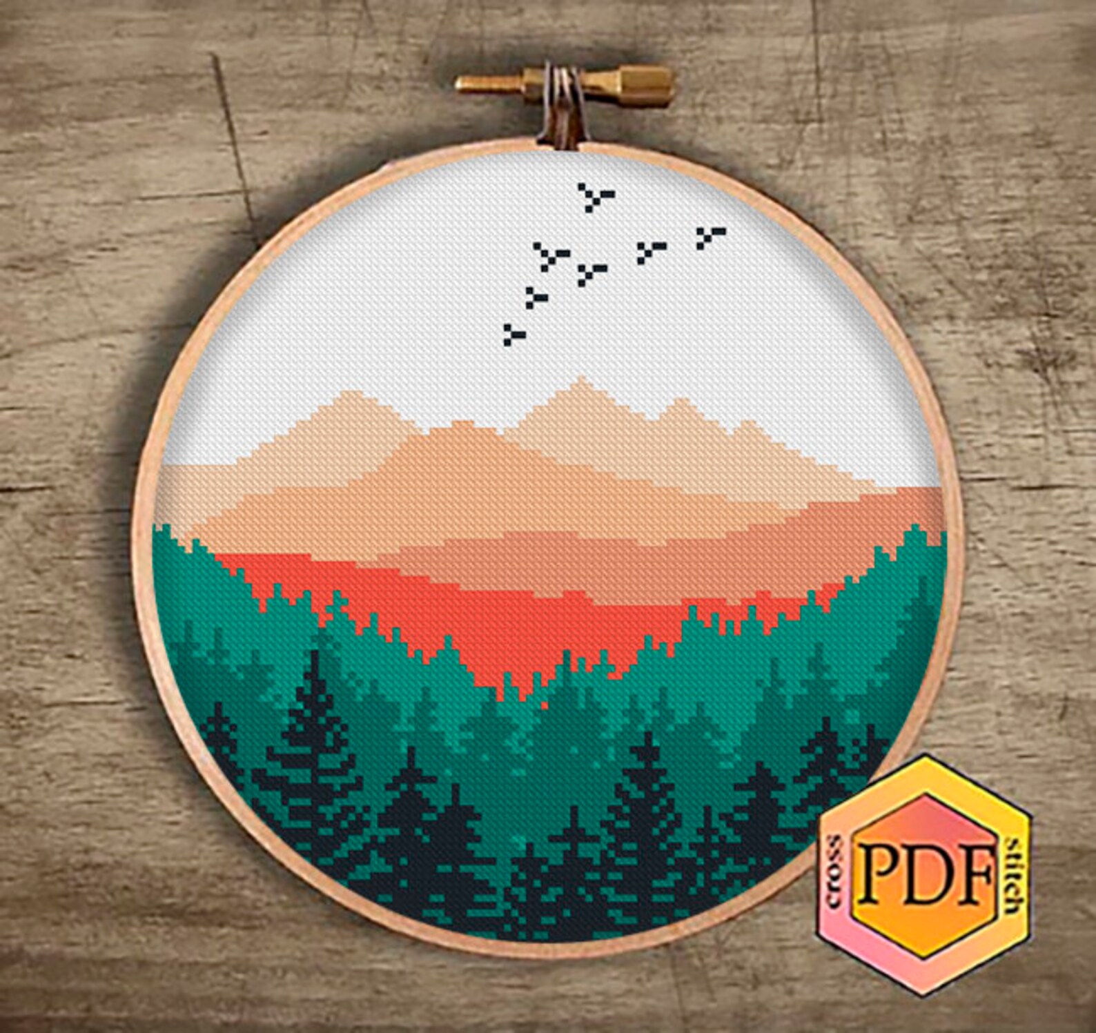 Landscape Modern Cross Stitch Pattern PDF, Mountains Counted Cross ...