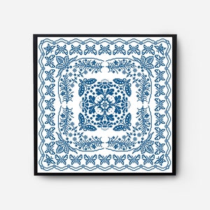 Floral Sampler Cross Stitch Pattern Modern, Monochrome Folk Cross Stitch Pattern PDF, Flowers, Pillow, Embroidery Vintage, Digital Download