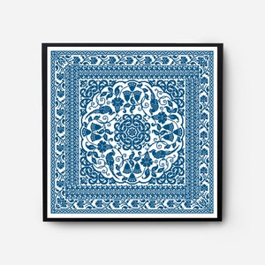 Floral Sampler Cross Stitch Pattern Modern, Monochrome Folk Cross Stitch Pattern PDF, Flowers, Pillow, Embroidery Vintage, Digital Download