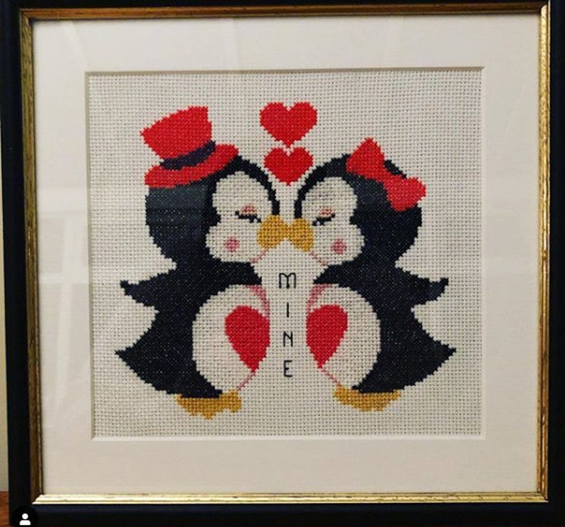 Love Penguins Modern Cross Stitch Pattern Animal Counted Etsy