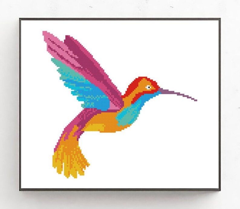Hummingbird Modern Cross Stitch Pattern Bird Counted Cross Etsy