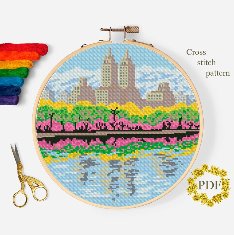 New York City Modern Cross Stitch Pattern PDF Landscape Etsy