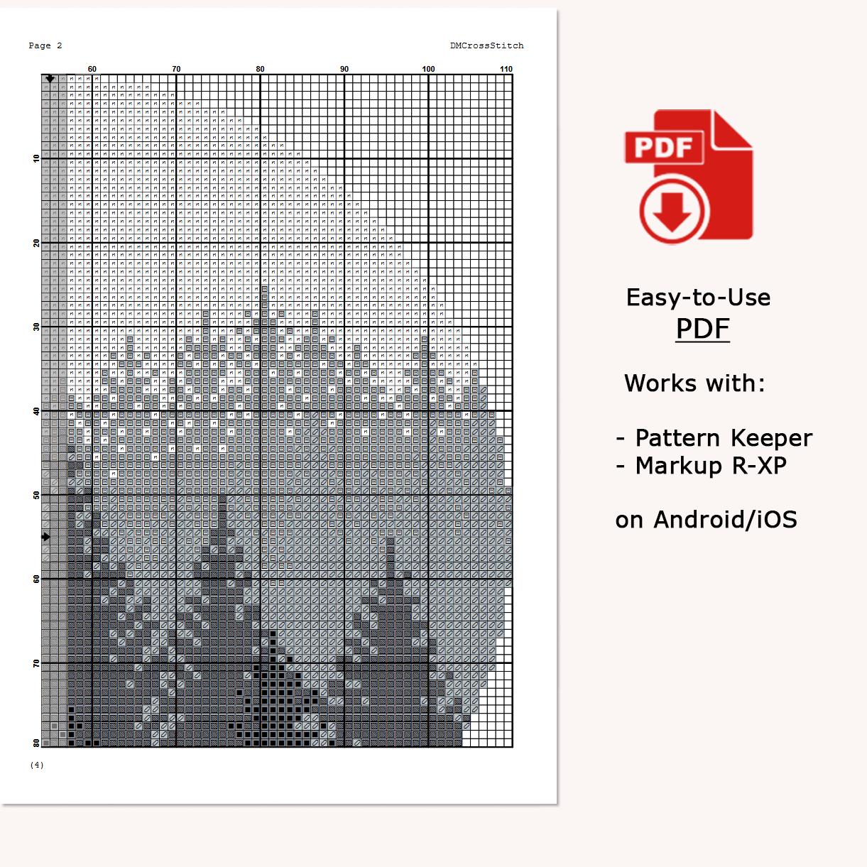 Foggy Forest Modern Cross Stitch Pattern PDF, Misty Gray Trees Counted ...
