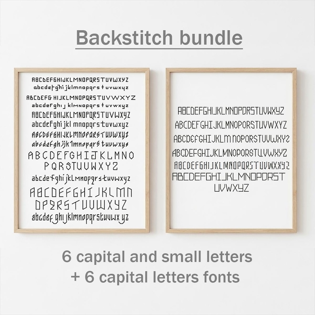 Pattern With Font Set of 18 Small Backstitch Fonts Patterns Bundle, Tiny Alphabets for ...