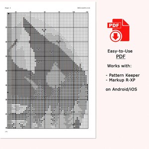 Mountains Modern Cross Stitch Pattern PDF, Lavender Landscape Counted Cross Stitch Chart, Nature, Forest, Hoop Embroidery, Digital Download image 6