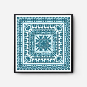 Monochromatic Sampler Cross Stitch Pattern PDF, Floral Folk Modern Counted Cross Stitch Chart, Pillow, Embroidery Antique, Instant Download