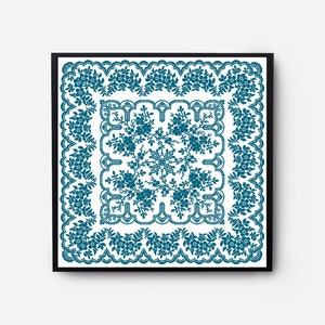 Folk Sampler Modern Cross Stitch Pattern PDF, Monochromatic Flowers Counted Cross Stitch Chart, Pillow, Carpet Embroidery, Digital Download