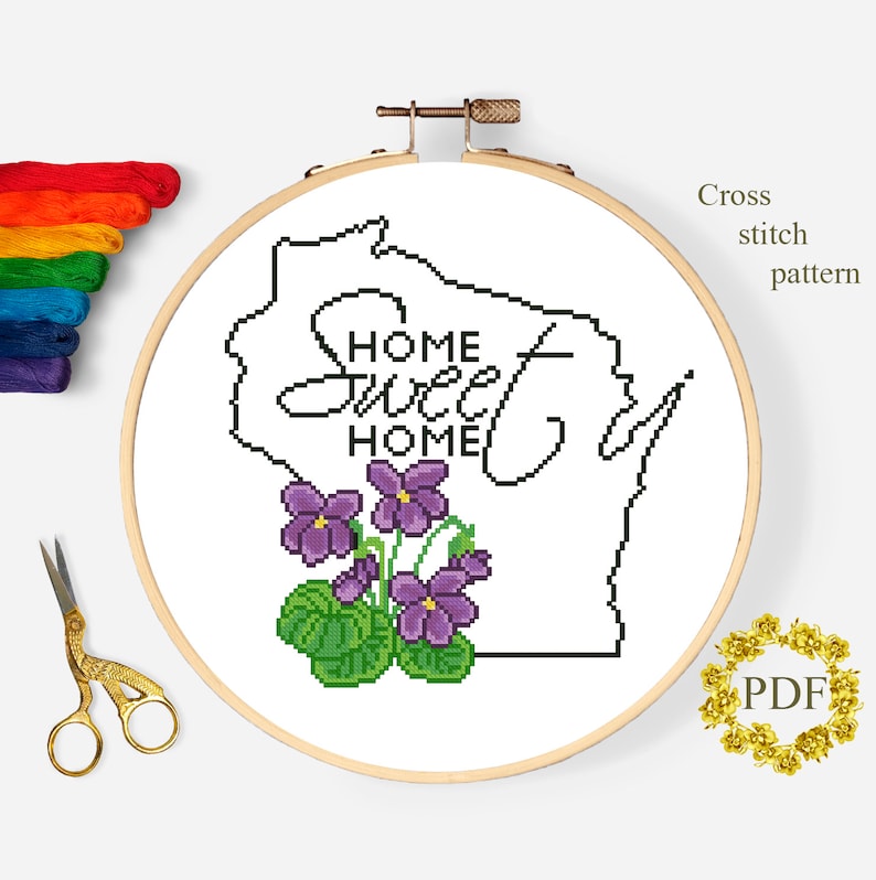 Wisconsin State Flower Modern Cross Stitch Pattern PDF USA Etsy