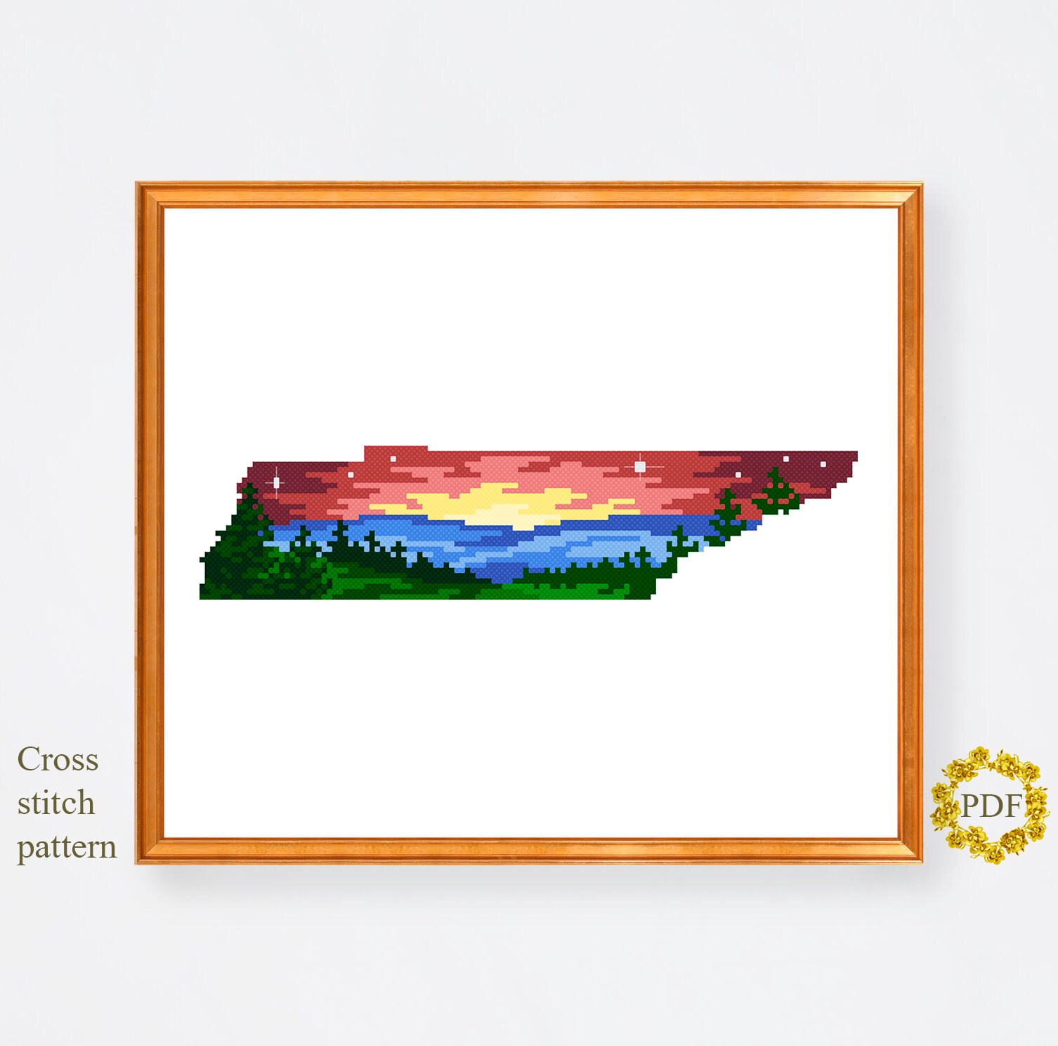 Tennessee State Modern Cross Stitch Pattern PDF American Etsy