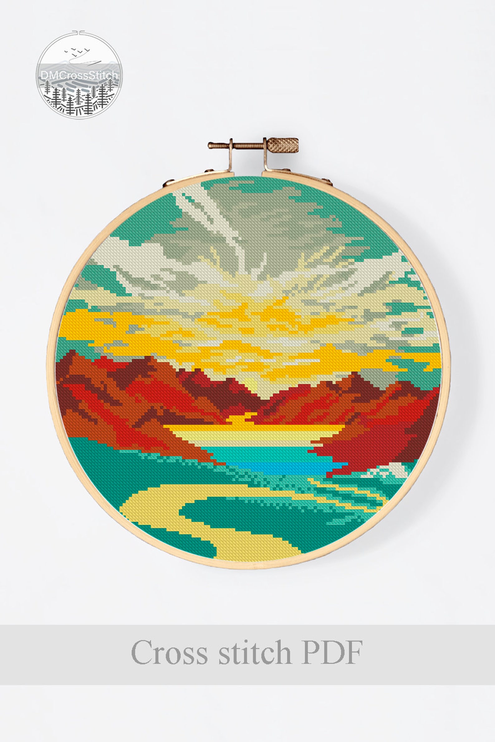 Landscape Modern Cross Stitch Pattern PDF Mountains Counted | Etsy