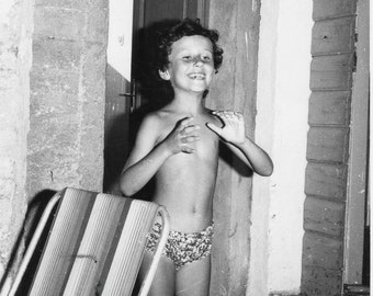 vintage boys swimming