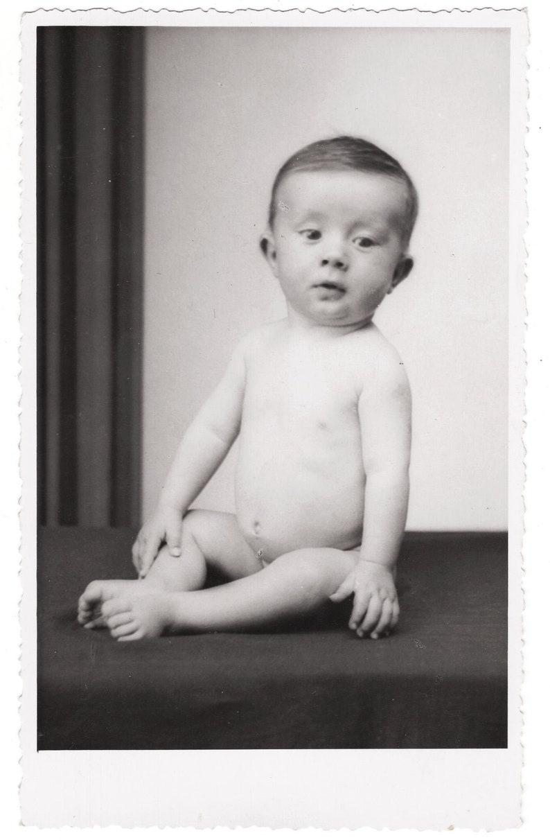 adorable child photo funny toddler boy photo Vintage snapshot photo happy little baby boy childhood memories Yugoslavia RPPC *7040