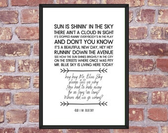 Mr Blue Sky Lyric Etsy