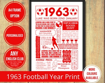 1963 Football Print Etsy