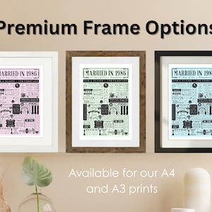 Married in 1986 Print | Personalised 40th Ruby Wedding Anniversary Gift Year | You Were Married Fact Poster | Custom Party Decor image 6