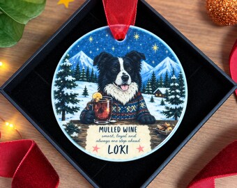 Personalised Border Collie Christmas Ornament, Border Collie Gift, Custom Dog Name Christmas Decoration, Gift For Dog Lovers