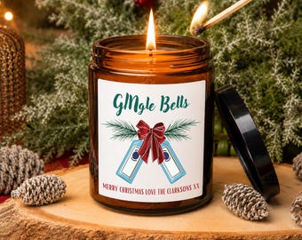 Personalised Gin Christmas Candle, GINgle Bells Gift for Gin Lover, Phthalate Free, Amber Jar Candle