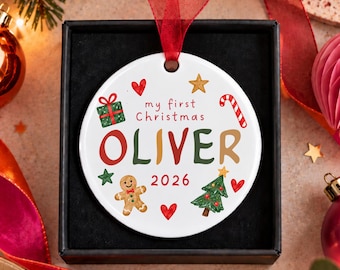 Personalised Baby’s First Christmas Bauble, My First Christmas Ornament, Baby Name Keepsake, New Baby Christmas Gift