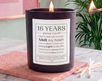 Personalised Anniversary Candle | Years Married Gift | Romantic Gift for Husband Wife | Custom Message