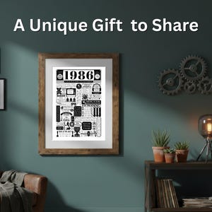 1986 Birthday Poster | Personalised 40th Birthday Gift | Year You Were Born Print | Gift for Men and Women | 40th Party Decor image 2